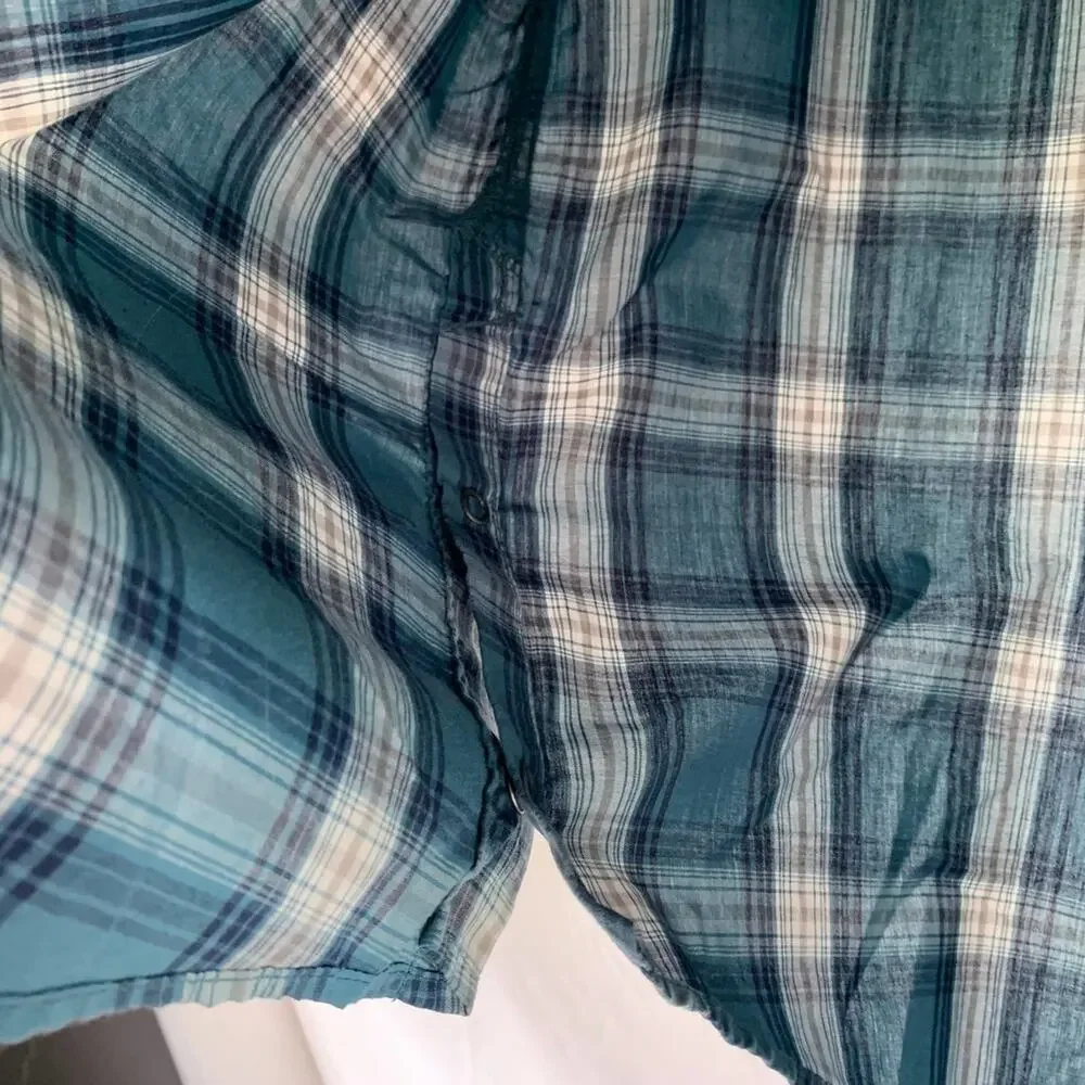 Field & Stream Mens 2XL Blue Plaid Fishing Snap Sides Shirt Button Up Short Slv - Picture 7 of 11